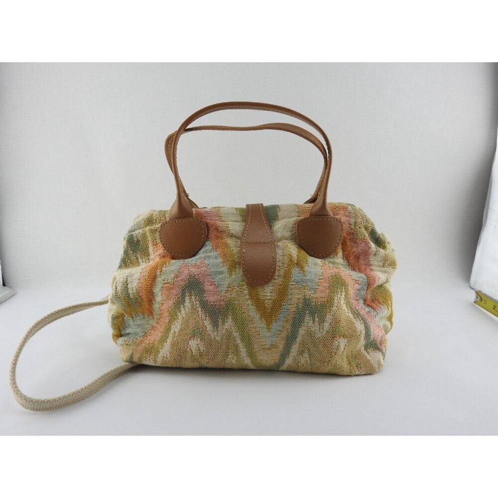 Vintage Banner House Asheville NC Tapestry Purse Bag Leather Trim USA Made Duck - Picture 2 of 10